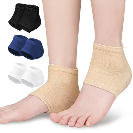 Sports & Comfort Insoles 2 Sizes Silica Heel Cups Moisturizing Spandex Heel Socks with Protector for Dry Cracked Heels