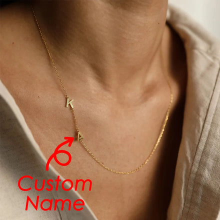 EManco Gold Color Letter Pendant Choker Charm 26 Letter Patchwork Custom Letter Name Necklace Stainless Steel 40+5CM
