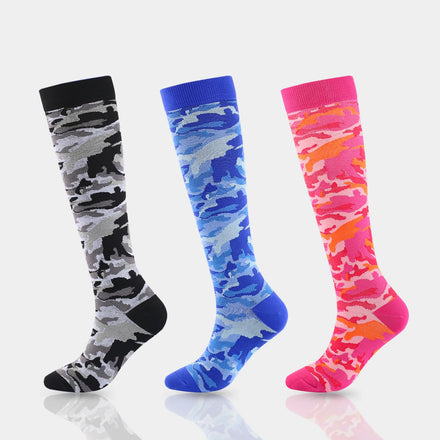 Midlength Leg Warmers Compression Socks in Camouflage Stripe for Outdoor Sports