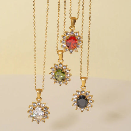 Fenny 18K Gold Plated Luxury Colorful Crystal Zircon Necklace Trend for Women Stainless Steel Jewelry Wholesale