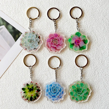 Promotional Gift Custom High Quality Metal Keychain Thickness 4MM Acrylic Keychain with Plant Design Custom Acrylic Keychain