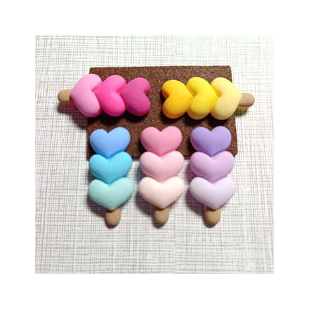 Ice Cream Resin Heart Shape in Three Colors Flat Back Cabochons 15*35mm Simulation Food Lollipop Jewelry Findings