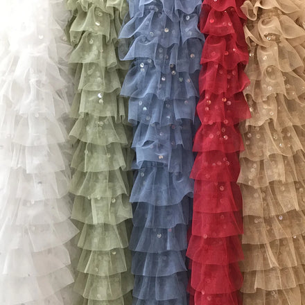 Haute Tulle Net Ruffle Cake Dress Fancy Mesh Net Lace Fabric