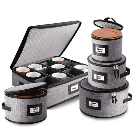 Hot Selling Kitchen Storage Set with 5 Piece Hard Shell Polyester Bags for Mug Plate Coffee Cup Storage
