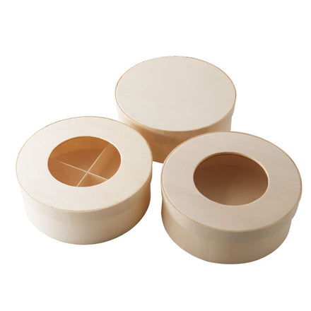 New Design Personalized Wooden Multifunctional Round Box Microwaveable Round Dessert Grazing Box Catering Box With Window