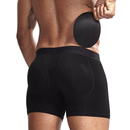 Men's Sexy Underwear False Butt Padded Trunks Solid Knitted Cotton Breathable Anti-Bacterial Eco-Friendly Quick Dry Sports