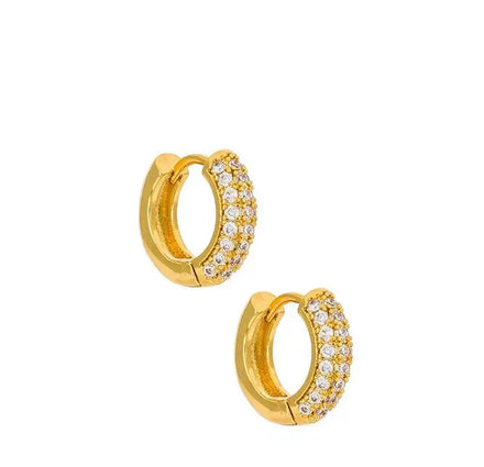 Minimalist Stainless Steel Geometric Huggie Earrings Classic Micro Pave Cubic Zircon Diamond CZ Wedding Bridal Small Hoop