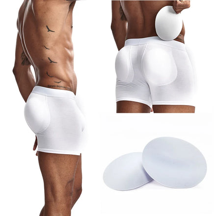 For Fashion Men's Underwear Cotton Breathable Low-Rise Removable Push Cup Boxer Briefs Padding False Butt Shorts Quick