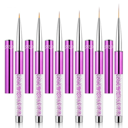 5/7/9/11/15/20mm Rhinestones Handle UV Gel Acrylic Tips Stripes Drawing Painting Tools Fine Liner Nail Art Brush