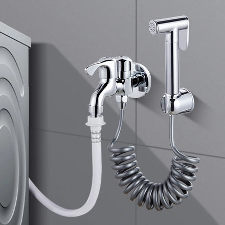 Toilet Sprayer Exposed Wall Mounted Bathroom Shower Wall Mixer Spring Hose Bracket Shattaf Set