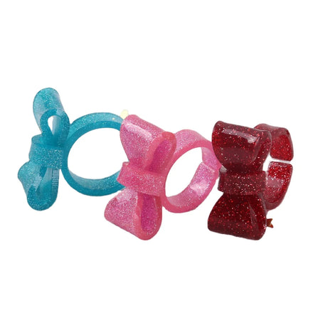 Animalildren Toy Ring Swbutterflyess Ring Acrylic Hiphop Square Wedding Bands Oryellow Butterflydjustable Cute Candy Colored Bow