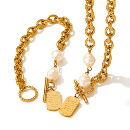 Manufacturers Direct Woman Pearl Jewelry Set OT Buckle Bracelet Necklace