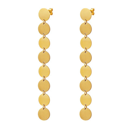 SP Waterproof Hypoallergenic Stainless Steel Women Jewelry 18K Gold Plated Long Tassel Earring