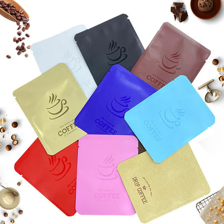 Dropshipping Wholesale Recyclable Flat Bottom Coffee Bean Bags Food Grade Smell Proof Moisture-Proof Zip Lock Aluminum Foil