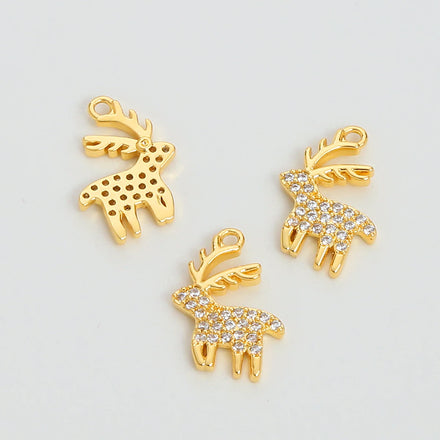 DIY Gold Plated Christmas Gift Pendant Zircon 18K Christmas Tree Charms Individuality Festival Sika Deer Pendant