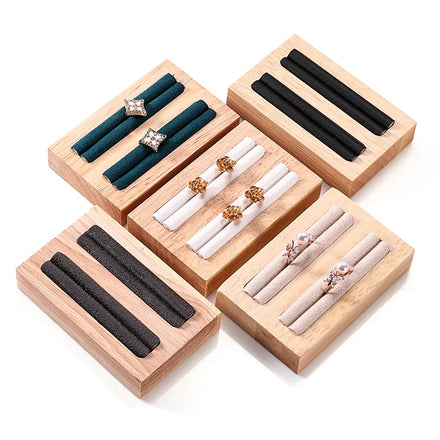 Elegant Wood Finger Ring Stand Luxury New Light Thin Bangle Display Tray Organizer Jewelry Container
