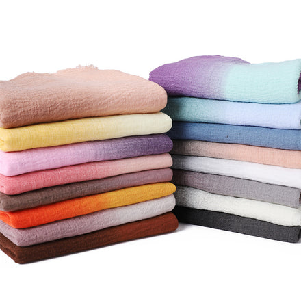 Hot Selling Fashion Lightweight Plain Cotton Hijab 180x90cm Soft Gradient Natural Crinkle Women Cotton Hijab Scarf Head Wraps