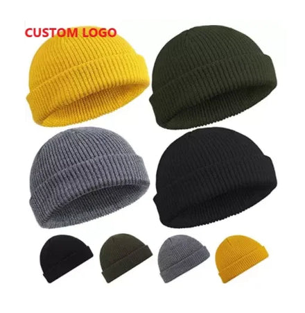 Wholesale Hot Sales Knitted Beanie Acrylic Material Warm Hat Beanie Classic Style Multi-color Cuff Beanies Toque Custom Logo Hat
