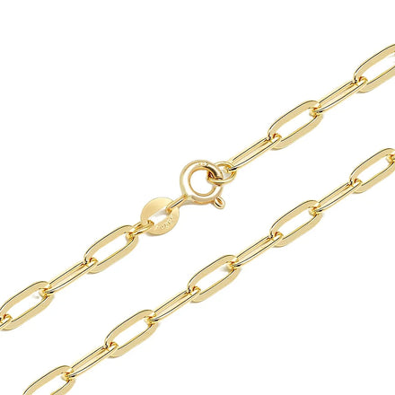 Hot Selling Fine Au585 Real Gold Necklace Solid Pure Oro 14K Gold Chain Jewelry Wholesale Paper Clip Chain Necklace
