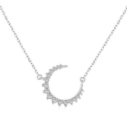 Dylam 925 Sterling Silver Gold Moon Pendant Necklace for Women 18K Gold Plated Dainty Chain Crescent Moon Necklace Jewelry Gift