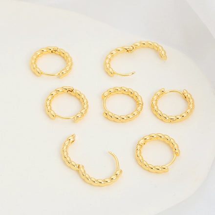 Vintage Simple Personality Earrings Ladies Round Designer Earpin DIY Colored Brass Earrings with Pattern for Jewelry Making