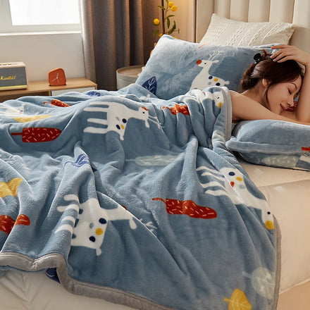 Sofa Blanket Coral Wool Blanket Thickened Winter Flannel Blanket
