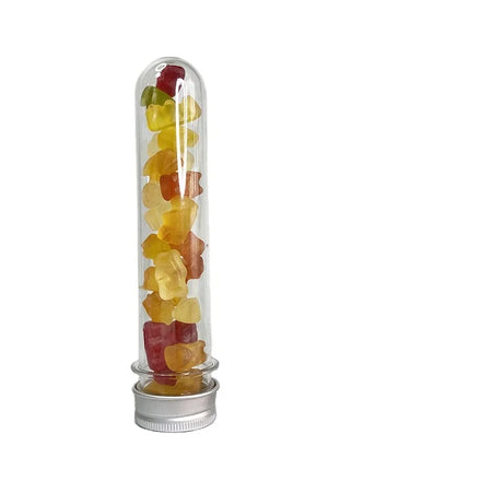 PET Plastic 50ml Flat Base / Bottom test Tube Bottle Container with Aluminum Cap / Lid Seal for Packing Cosmetic Food Drink
