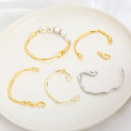 DIY Personalized Brass Vintage Fashion Bracelet Irregular Half Bangle with Adjustable Branch Shape