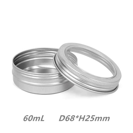 2 OZ 60mL Round Aluminum Jars with Screw Cap and Clear Window for Storing Spices Candies Tea-Gift Giving