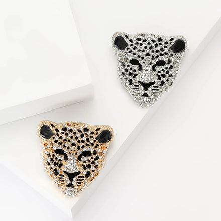 Vintage Animal Brooch Pin Metal Rhinestone Small Size Leopard Brooch Pin for Women Men Fashion Jewelry Accessories