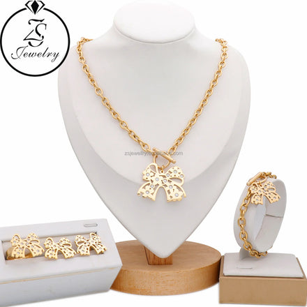 Hot Selling Gold Plated Fashion Jewelry Sets Luxury Zircon butterfly Designer Bracelet Fashion Trend Accessories for Women