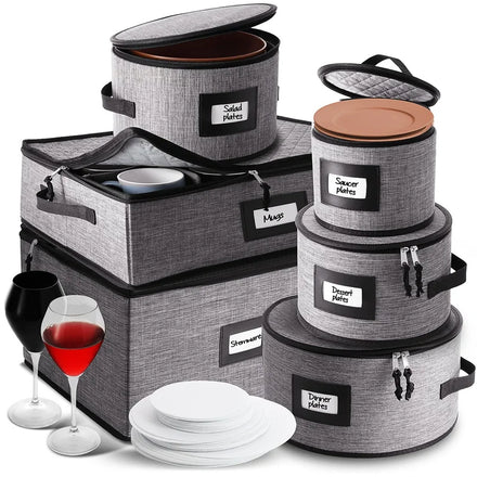 Dinnerware Storage Containers With Dividers Dish and Glassware Storage Containers Hard Shell 6 Piece Wine Glass Storage Bag