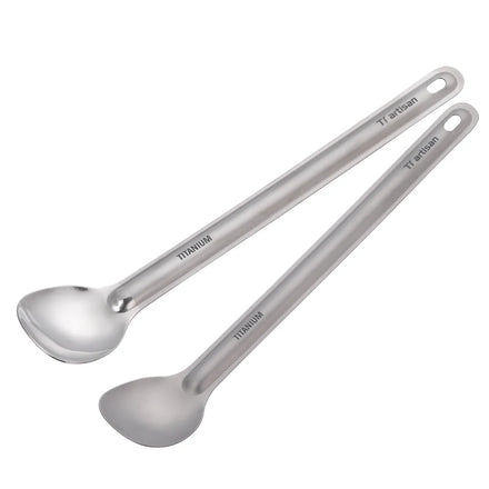 Chinese Products Long Handle Spoon Pure Titanium Spoon with Polished Scoop 220mm Ultralight Titanium Camping Tableware Set