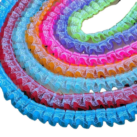 25mm Diy Clothes Garment Dress Material 2 Layer Ruffle Fabric Trim Edge Craft Sewing Accessories Polyester Organza Tulle Lace