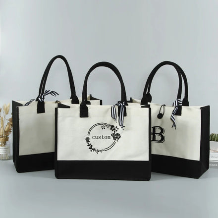 Women's Splice Plain Waterproof Canvas Tote Bags With Custom Printed logo