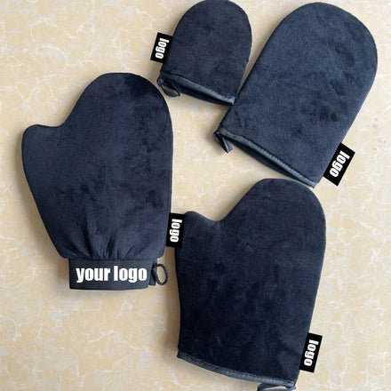 Custom Color logo Dual Sided Super Soft Deluxe Velvet Tanning Mitt With Thumb Self Tanning Mitt