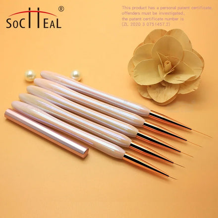 Hot Sale Custom Logo Pink Acrylic Handle Nylon Hair Different Lenghs of Hair Liner Nail Brush
