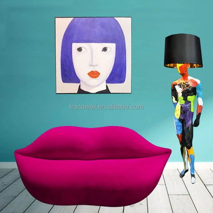 Unique Art Sculpture Fiberglass Mouth Sofa Statue Resin Lipstick Statue for Hotel Bar Decoration