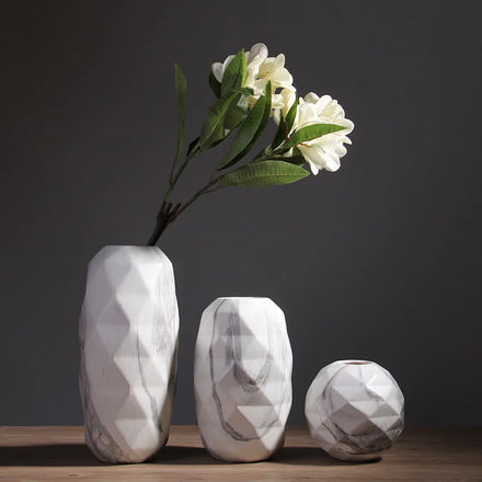 Christmas Wholesale Creative Design Minimalist Home Decor Ceramic Vase Wedding Marble Flower Vase for Home Desktop