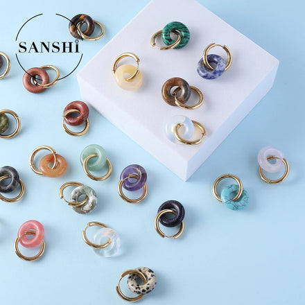 Factory Direct Sales 2022 Donut Earrings Trendy Stainless Steel Earrings Cute Hoop Luxury Earrings for Girl With Custom