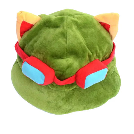 Custom Embroidered Waterproof Faux Fur Bucket Hat for Men and Women Teemo Costume Cosplay Party Accessory for Fishing
