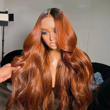 Ombre 1b/Ginger Orange Color Body Wave HD Lace Front Closure Wig Brazilian Virgin Human Hair Wig Glueless for Women