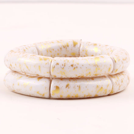 Wholesale Stylish Gold Powder White Curved Tube Bracelet Fashion Jewelry Acrylic Bangles