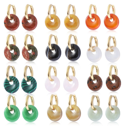 Hot Sale Stainless Steel Round Hoop Earrings Classic Trend 2022 Charms Fashion Natural Stone Unisex Earrings Jewelry