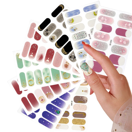 Factory Direct Customizable 2D Nail Sticker Nail Polish Sticker Oil Film 14 Sticker Set