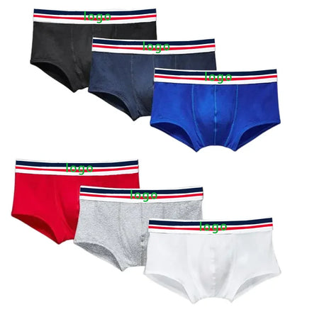 Customized Solid Color Men's Underwear Boxers U Shape High Waist Super Stretch Cotton Boxers Designer Custom Color Brand