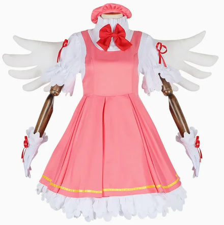 Anime Magic Card Girl Sakura Cos Cherry Red and White Battle Suit Second Dimension Cardcaptor Sakura Cosplay Costumes