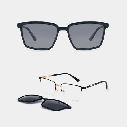 Fashion Polarized Men's Optical Frames with Magnetic Clips Filter Clip on Metal Sunglasses Eyeglasses Frames Lens-replaceable