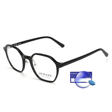 High Quality Anti Glare and Blue Light Computer Glasses Handmade Black Acetate Optical Frame for Unisex