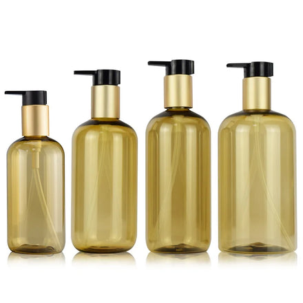 Manufacturers' Transparent Brown PET 300ml/350ml/500ml Shower Gel Lotion Bottle with Pump Sprayer for Shampoo Storage